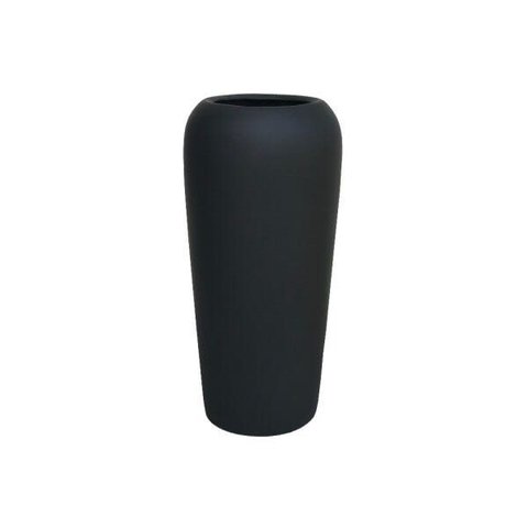 Vaso de Fibra de Vidro 63x28 Cm Estilo Vietnamita Preto Fosco