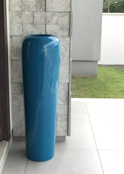 Vaso de Fibra de Vidro Estilo Vietnamita 100x30 cm Azul Turquesa - 2