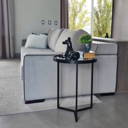 Mesa Lateral com Espelho - Mesinha de Apoio 60 x 45 cm Preto - 3