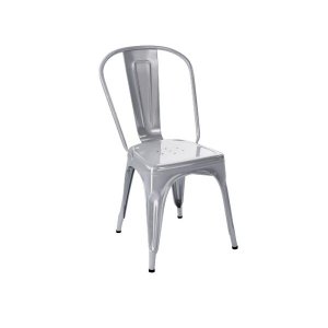 Cadeira Tolix Iron Aço Industrial Metal Cinza Claro Brilho