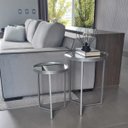 Ver imagem 2 de Kit 2 Mesas Lateral com Espelho - Mesinha de Apoio Prata