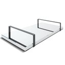 Ver imagem 1 de Bandeja Espelhada 25x50cm Borda Infinita Branca Com Alça Preta