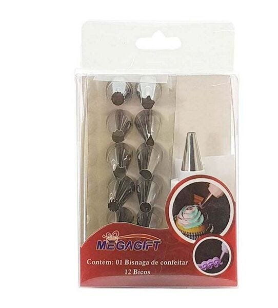 SACO DECORADOR CONFEITEIRO COM 12 BICOS INOX PARA BOLOS E CUP CAKE - 2