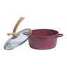 Caçarola 20cm Forno/Fogão Indução Antiaderente Revestimento Mármore Vermelha - 2