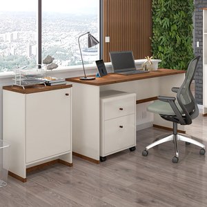 Conjunto Escritório Mesa Gaveteiro Balcão Berlin - Vianossa