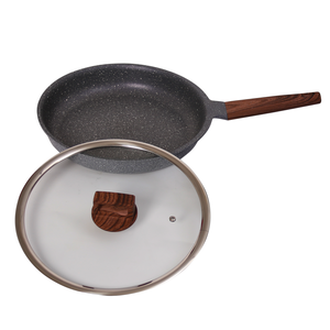 Frigideira Indução Antiaderente Revestimento Mármore 28cm Cinza