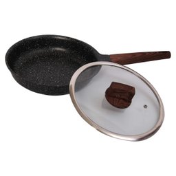 Frigideira Indução Antiaderente Revestida Mármore 24cm Preto - 2