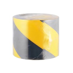 Fita Demarcação Adesiva 100mm X 30m Zebrada Vonder Sinalização Preta e Amarela Isolamento Segurança - 2