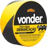 Fita Demarcação Adesiva 100mm X 30m Zebrada Vonder Sinalização Preta e Amarela Isolamento Segurança - 4