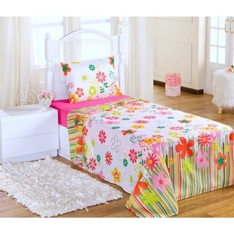 Jogo de Cama Infantil 3 Pecas:garden Pink