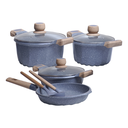 Ver imagem 1 de Jogo de Panelas 9 Peças Revestimento Mármore Cinza