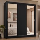 Ver imagem 1 de Guarda-roupa Casal 3 Portas de Correr com Espelhos 4 Gavetas Preto Sublime Plus Madesa Preto