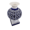 Ver imagem 1 de Vaso Cerâmica Azul com Branco 35cm x 21 cm