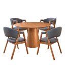Ver imagem 3 de Mesa Base em Cone 90cm Redondo & 4 Cadeiras Lithi Linho Cinza-Escuro Design Sofisticado