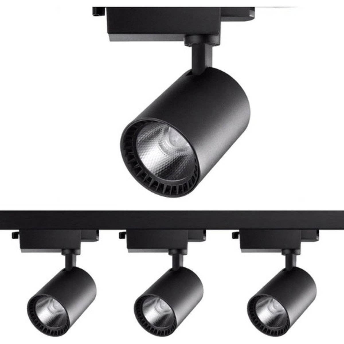 Kit Trilho Eletrificado 50cm+3 Spots Led 7w Preto Neutro 4k Zyon