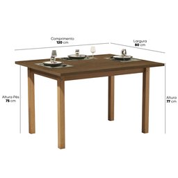 Mesa de Jantar 120x80 até 4 Lugares Pés em Madeira Maciça Reforçada - 3