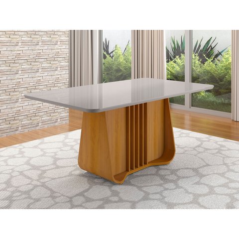 Mesa para Sala de Jantar 6 Lugares Harpa Marrom/Marromle/Off White