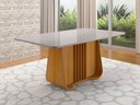 Ver imagem 1 de Mesa para Sala de Jantar 6 Lugares Harpa Marrom/Marromle/Off White