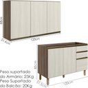 Ver imagem 3 de Armario Aereo Balcao Pia 120 Cm Mdf Kali Carvalho Toq Bianco Toq Nicioli