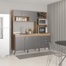 Armário de Cozinha Retrô 184cm 6 Pts 3 Gv Mdp Cinza 0337 Menu - 1
