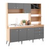 Armário de Cozinha Retrô 184cm 6 Pts 3 Gv Mdp Cinza 0337 Menu - 2