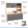 Armário de Cozinha Retrô 184cm 6 Pts 3 Gv Mdp Cinza 0337 Menu - 3