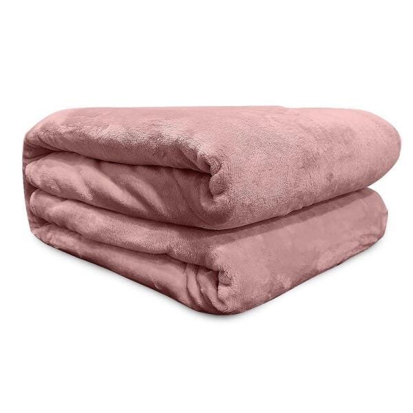 Cobertor Queen Flannel Liso Rosa - Andreza - 1