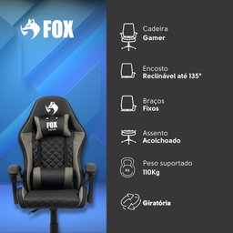Cadeira Gamer Fox Racer Vulpes Cinza - Wz-318 - 9
