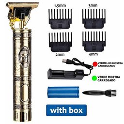 Máquina De Cortar Cabelos Elétrico Sem Fio Dourada Buda - 1