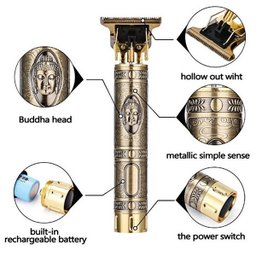 Máquina De Cortar Cabelos Elétrico Sem Fio Dourada Buda - 7