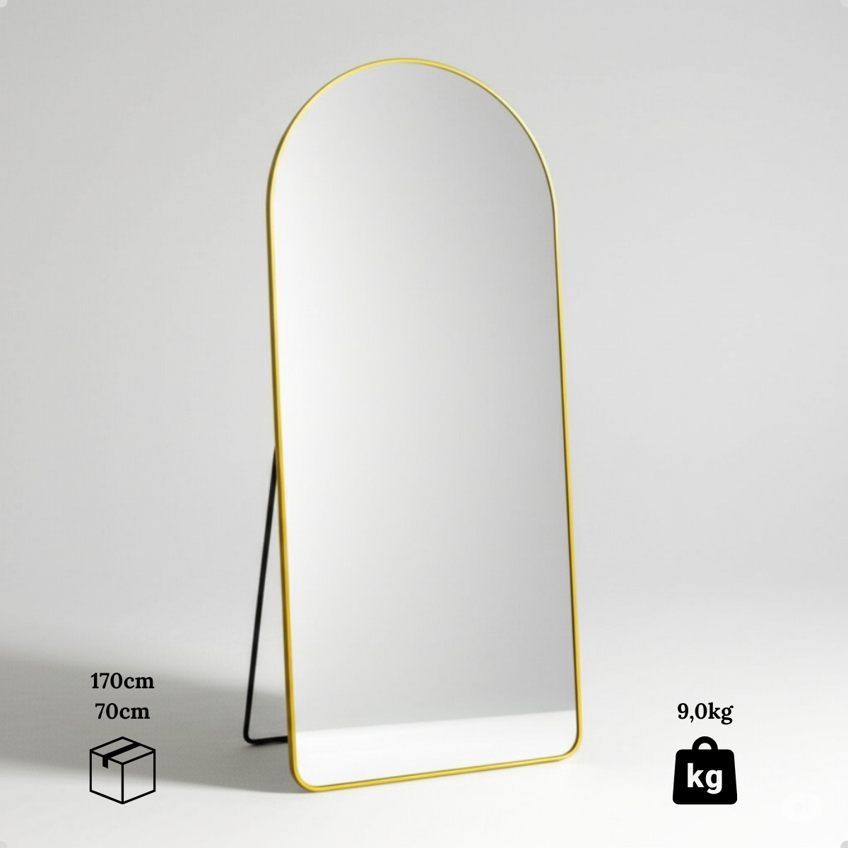 Espelho Lopazzi Oval Base Reta com Moldura Alumínio Corpo Inteiro 170 X 70 Cm C/suporte de Chão - 4