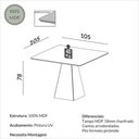 Ver imagem 2 de Mesa de Jantar Quadrada 105 cm para 4 Pessoas Base Pirâmide 100% MDF Dalla Costa Cor:Pinhão