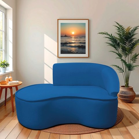 Divã Recamier Curvo Sala de Estar Recepção Marrocos 160cm Lado Esquerdo Linho