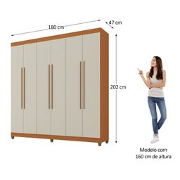 Guarda-roupa Apolo Casal 6 Portas 2 Gavetas Prateleiras - 5
