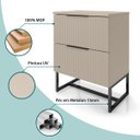 Ver mais imagens de Kit 2 Mesas de Cabeceira Lumia Detalhe Ripado Base de Aço Industrial 2 Gavetas - Off White/pé Preto