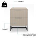 Ver imagem 6 de Kit 2 Mesas de Cabeceira Lumia Detalhe Ripado Base de Aço Industrial 2 Gavetas - Off White/pé Preto