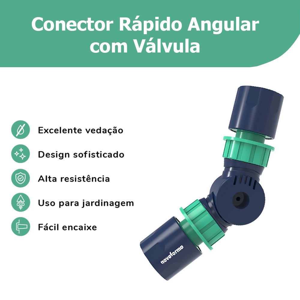 CONECTOR RAPIDO ANGULAR COM VALVULA - NOVAFORMA - 4
