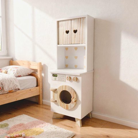 Mini Máquina de Lavar Infantil Petit Kit Livro Educativo em Madeira | Eita Casa Perfeita