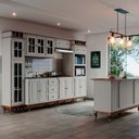 Ver imagem 2 de Balcão para Pia 2 Pta 3 Gav Hanover com Pés Luis Xv 93x120x53cm (a X L X P) - Offwhite-Imbuia