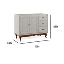 Ver imagem 4 de Balcão para Pia 2 Pta 3 Gav Hanover com Pés Luis Xv 93x120x53cm (a X L X P) - Offwhite-Imbuia