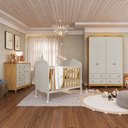 Ver imagem 1 de Quarto de Bebê com Berço Minicama Guarda-Roupa e Cômoda 100% MDF Maya Clássico Espresso Móveis Bege/