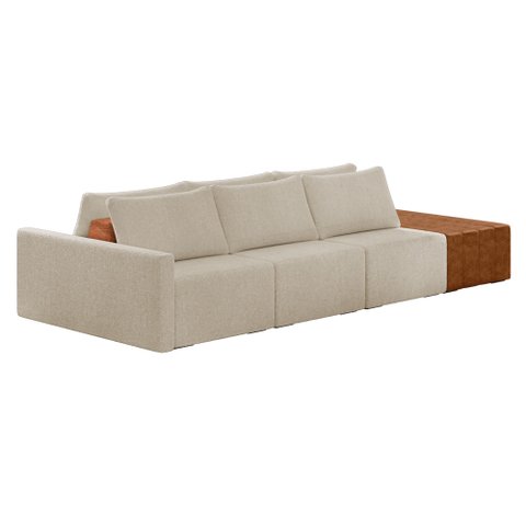 Sofá Ilha 3 Lugares Living 372cm Modulado para Sala Lary Bouclê K01 - D'Rossi