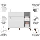 Ver imagem 3 de Cômoda Infantil 1 Porta 3 Gavetas 100% Mdf Pés Retrô Melinda Branco - Phoenix Phoenix Baby