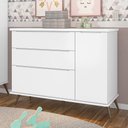 Ver imagem 2 de Cômoda Infantil 1 Porta 3 Gavetas 100% Mdf Pés Retrô Melinda Branco - Phoenix Phoenix Baby