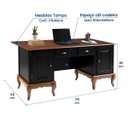 Ver imagem 3 de Escrivaninha de Madeira Hannover com 2 Portas e 2 Gavetas com Tampo Estendido 60813te