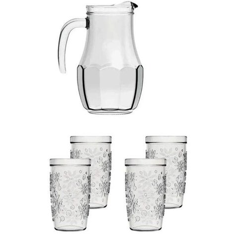 Conjunto Sm Nature com 5 Peças Jarra 1,5 Litro com 4 Copos 270ml