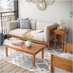 Mesa Centro 100x50 Ripada Madeira Rustica Castanho Ofertamo - 2