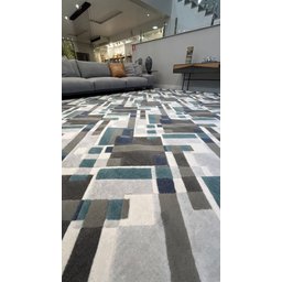 Tapete Abstrato Retangular Bursak Azul Fendi Marrom Offwhite 1.50x2.00 - 5