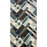 Tapete Abstrato Retangular Bursak Azul Fendi Marrom Offwhite 1.50x2.00 - 1