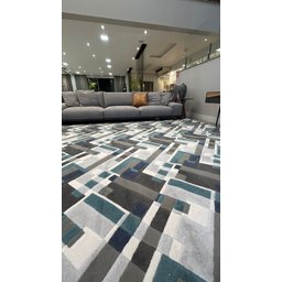 Tapete Abstrato Retangular Bursak Azul Fendi Marrom Offwhite 1.50x2.00 - 6